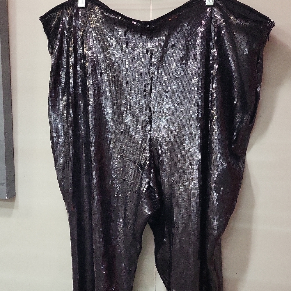 Sequin Black PANTS, PLUS SIZE